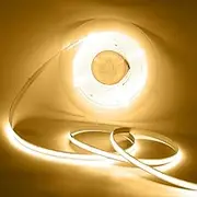 XUNATA 12V COB LED Strip with On/Off Switch Power Supply, 320 LEDs/m Flexible Light Ribbon, Self-Adhesive Tape for Indoor Home Commercial Cupboard TV Backlight(Warm White, 1m)