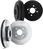 Dynamic Friction Company Front and Rear Brakes and Rotors| Drums Included| Blank Brake Rotors| Disc Brake Rotors| Fits 1991-1992 Dodge Colt, Eagle Summit, Mitsubishi Mirage, Plymouth Colt
