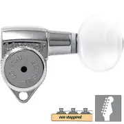 NEW Hipshot Grip-Lock Non-Staggered LOCKING TUNERS 6 In Line Oval Pearl - CHROME