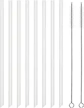 Reusable Silicone Drinking Straws, 8 Pcs Long Straight Flexible Clear Straws with 2 Cleaning Brushes for 20 oz Yeti/Rtic/Ozark Tumblers, BPA free, no Rubber Taste