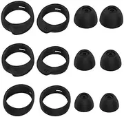 JNSA Replacement Eargel Ear tip and Wing tip Set Compatible with Samsung Galaxy Buds+ Plus Earbuds, Eartip 3 Size 3 Pairs and Wingtip 3 Size 3 Pairs,Fit in The Case,Black