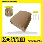 Tan Canvas Tarp Tarpaulin 400cmx500cm Water Sun Proof Washable Boat Car Cover AU