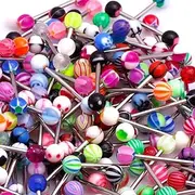 [Generic] 30Pcs Mixed Color Tongue Rings Stainl Steel Bars Fashion Piercing Jewelry