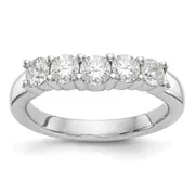 0.90ct. CZ Solid Real 14K White Gold 5-Stone Wedding Band Ring