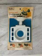 Vintage Selfix Toothbrush & Cup Holder 6 Holes White Plastic Suction 1971
