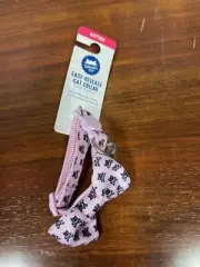Whisker City Nylon Cat Collar 6.25"-9" Pink Skull Crossbones with Bell