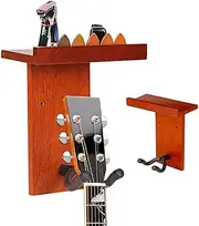 Guitar Hangers for Wall - Guitar Wall Hanger with Pick Holder,Wooden Stand, String Instrument Storage and Display Organizer for Bass, Mandolin, Ukulele