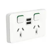 Clipsal Iconic Double Powerpoint 10A + USB