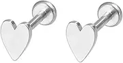 [Niaspi] 20G Tiny Love Heart Flat Back Cartilage Stud Earrings for Women Stainless Steel Labret Studs Lip Rings Conch Helix Tragus Studs Earrings Internal Thread Body Piercing Jewelry