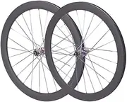 Carbon Fiber Road Bike Wheels 700C Clincher Wheelset 50mm Disc Brake Rims Tubeless Compatible 120 Clicks Thru-Axle 1750g