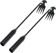 2 Pcs Weed Puller Tool with 4 Teeth Steel Forged, Backyard Farm Weeding Tool, Portable Uprooting Weeding Tool, Hand Weeder Suitable for Gardening Backyard Farm (Black, 40 CM)