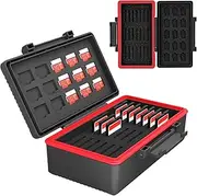 High Capacity SD/CFexpress Type A & MSD Card Case for SD/CFexpress Type A/Nintendo Switch/Sony PSV Cards * 21 & MSD/MicroSD/TF Cards * 15, Water-Resistant Anti-Shock, with Organizing Number Stickers