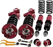 Coilovers Suspension Kits for Mustang 24 Ways Adjustable Damper 05-14 ，Compatible for Convertible Sedan 05-14 Red SHock Absorber