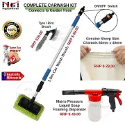 1.8M TELESCOPIC WATER POLE BROOM CAR WASH KIT SPRAY FOAM DISPENSER TYRE BRUSH