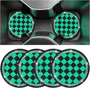 Mandark 4PCS Bling Car Cup Coaster, 2.75 Inch Crystal Rhinestone Vehicle Cup Holders Embedded in Ornaments Mat, Non-Slip Auto Interior Drink Pad Accessories, Universal for SUV, Truck, RV (Green)