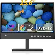 KCR 15.6-Inch IPS 1080P Freeview Cable TV,Digital DVB-T2 Tuner,AV Input,HDMI/VGA PC Monitor,USB Slot,Remote Control,Car (12 Volt) or Mains Power