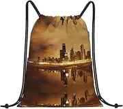 DEXNEL Chicago Drawstring Backpack Sports Gym Bag For Women Men Children Large Size Swim Bag