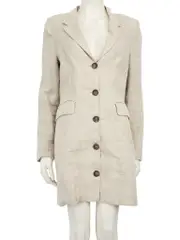 Beige Linen Buttoned Blazer Dress