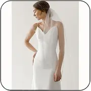 [Latious] 1 Tier Wedding Bride Veil Ivory Simple Fingertip Bridal Tulle Veils with Comb for Brides and Women
