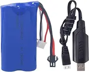 Fytoo 1pcs 7.4V 1500mah high-Rate lipo Battery with 7.4V USB Charging Cable for H103 H105 H101 T2 Syma S033G UDI U12A QS 8019 8004 high-Speed RC Boat