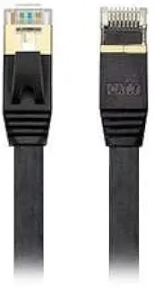 EDIMAX Shielded Flat Ethernet Cable CAT7 10 GbE, 0.5m/1.64ft, 100% Oxygen-Free Bare Copper, Alum-foil Shielding, Fluke Test Approved, Backward Compatible, Black, EA3-005SFA