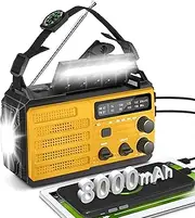 Wind Up Radio,8000mAh Emergency Radio,Hand Crank Solar Radio,AM/FM Radio with 3-Mode Flashlight,2-Mode Reading Lamp,SOS Alarm,with USB Phone Charger,for Emergency Outdoor
