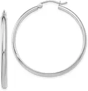 [Diamond2Deal] Women's 14k Solid White Gold Large Round Hoop Earrings (37x2.75mm)