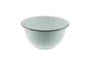 Falcon Enamel Footed Bowl Dark Egg Blue with Grey Rim 20cm