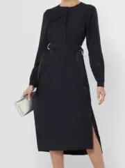 TED BAKER Aminna Navy Blue Utility Midi Dress 0 US 2 NWT Classy Career Glam