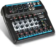 Labymos Compact 6-Channel USB Mixing Console Digital o Mixer Supports BT Connection for Studio Network Live Broadcast DJ Karaoke