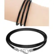 Black Leathers Necklace Cord with Stainless Steel Clasps for DIY Jewelry Pendant