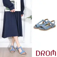 在飛比找momo購物網優惠-【DROM】平底涼鞋 T字涼鞋/極簡編織復古歐美時尚T字平底