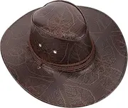 [CATIEBYE] Leather Cowboy Hat Sun Hat Men Hats Cowboy Hat for Women Hats for Men Women's Hats & Caps Men's Cowboy Hats Cowgirl Party Decorations Dress up Cow Hat Mens Hat Party Hat Dark Brown