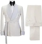 [HEYDHSDC] 2025 Men's Suit 2 Piece One Button Belt Adjustment Jacket Casual Lapel Suits Party Ball Tuxedo (Blazer+Pants)