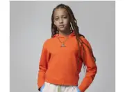 Nike Air Jordan Girls Hoodie Pullover Big Kids Size L Safety Orange 45A858-N1Y