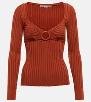 [Stella McCartney] Stella McCartney Ribbed-knit top AU 2 brown