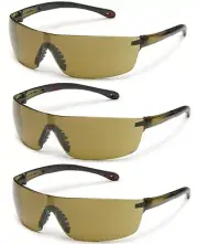 3 Pair/Pack Gateway Starlite Squared Mocha/Brown Safety Glasses Sunglasses Z87+