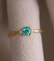 1.74 Ct Cushion Cut Natural Emerald Diamond Proposal Ring 14K solid Yellow gold