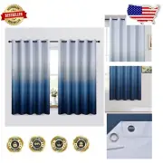 63" Ombre Blackout Curtains - Thermal Insulated Greyish White to Blue Drapes