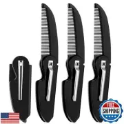 Ouligay 4pcs Folding Mustache Comb - Mini Portable Beard Grooming for Men - F