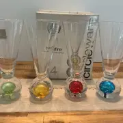 Bonfire Circleware Ball Stem Cocktail Flute Bar Glasses 8 oz. Bubbles Set Of 4