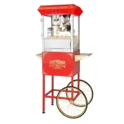 Popcorn Machine with Cart 8oz Popper with Kettle, Warming Deck, and Drawer, Red