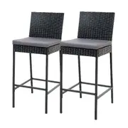 Gardeon Outdoor Bar Stool Dining Chair Bar Stools Rattan Furniture Patio X2