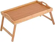 Kisangel Space-efficient Bed Tray Table Folding Legs Natural Wood Laptop Desk Multi-use Serving Tray for Home