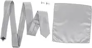 [FOMIYES] Men's Fashion Tie Cufflink Set Stylish Neck Tie Cufflinks Pocket Square Elegant Groom Outfit