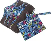 Ipetboom Bamboo Charcoal Washable Sanitary 6pcs Women Nursing Mats Pouch Menstrual for Moderate Flow Reusable Portable Blue Floral Pattern