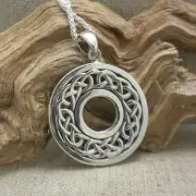 Sterling Silver Round Celtic Knot Pendant by Keith Jack 18" Chain Gift Boxed