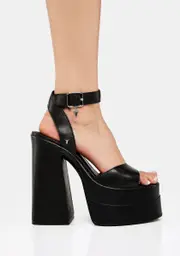 [Windsor Smith] Monaco Black Leather Platform Heels