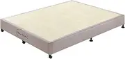 Mattress Base Ensemble Queen Size Solid Wooden Slat in Beige with Removable Cover