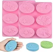 2Pcs 3D Bee & Honeycomb Silicone Soap Molds for Soap Making, Beehive Cake Baking Pan, Homemade Craft Lotion Bar Candle Resin Bath Bomb Mould